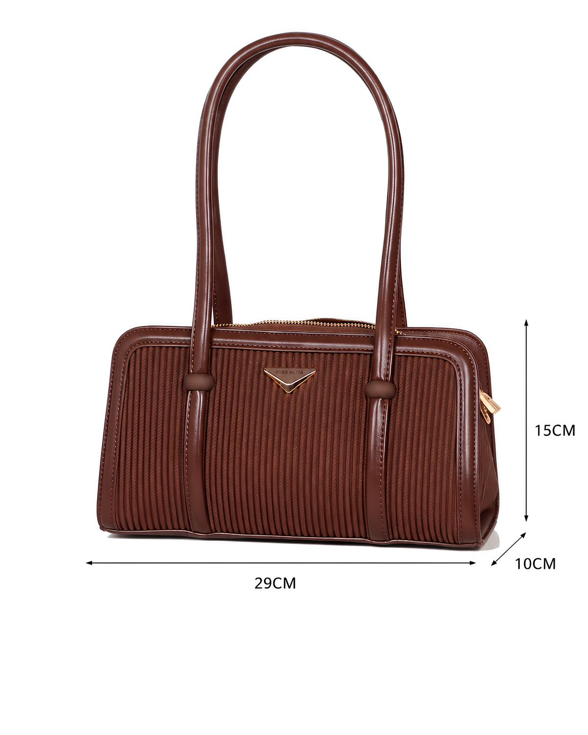 Lunara Vertical Pleated Structured Tote Bag