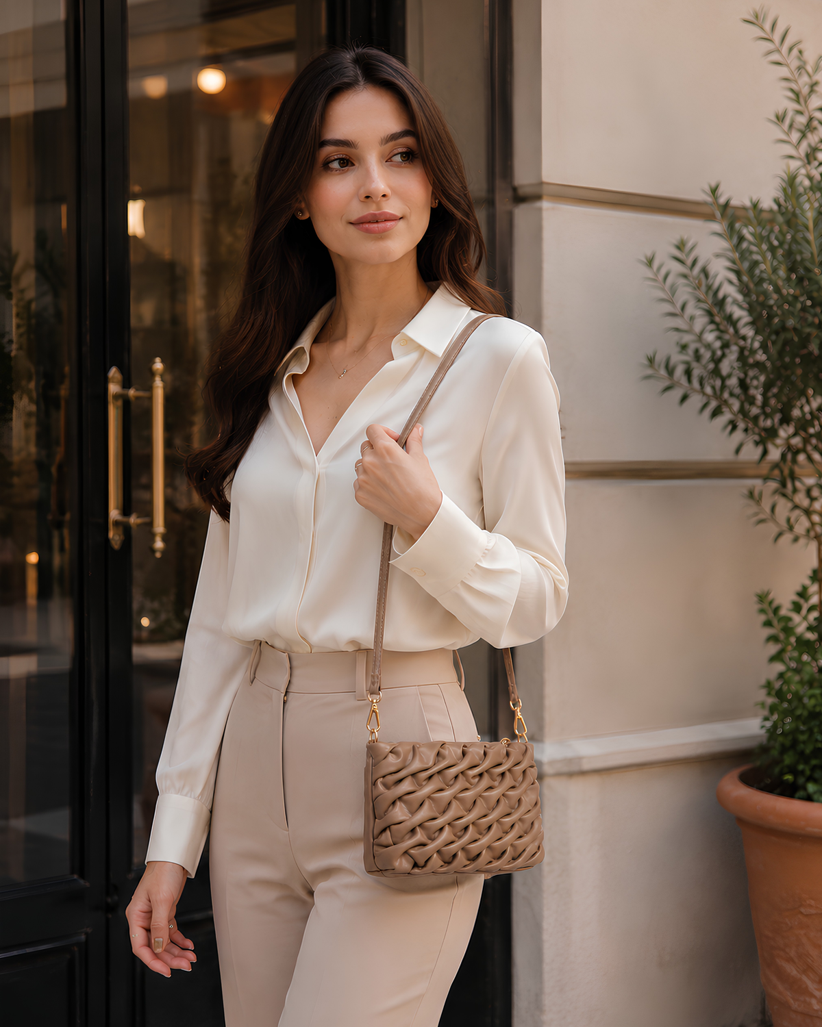 Elara Sculpted Weave Shoulder Bag
