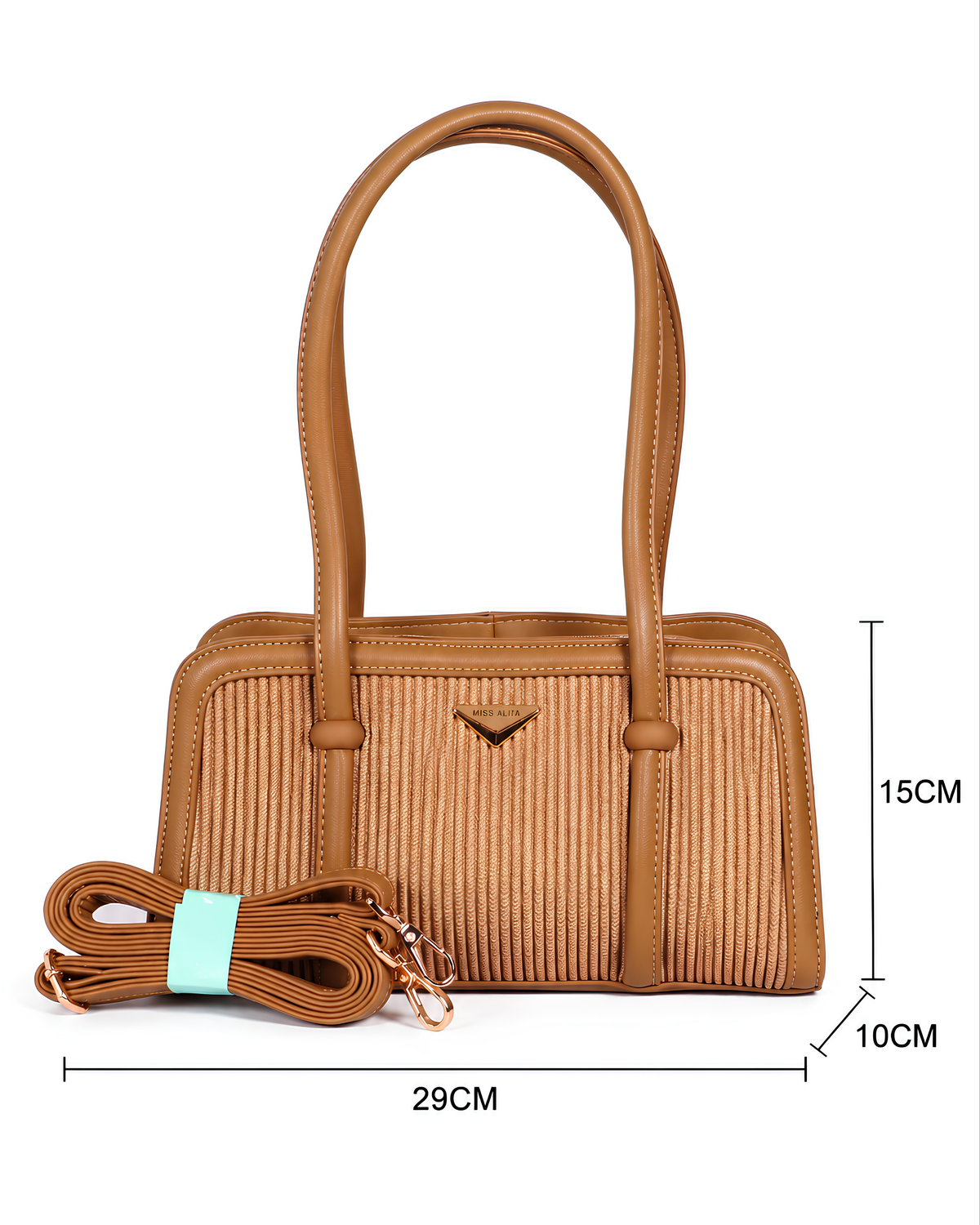 Lunara Vertical Pleated Structured Tote Bag