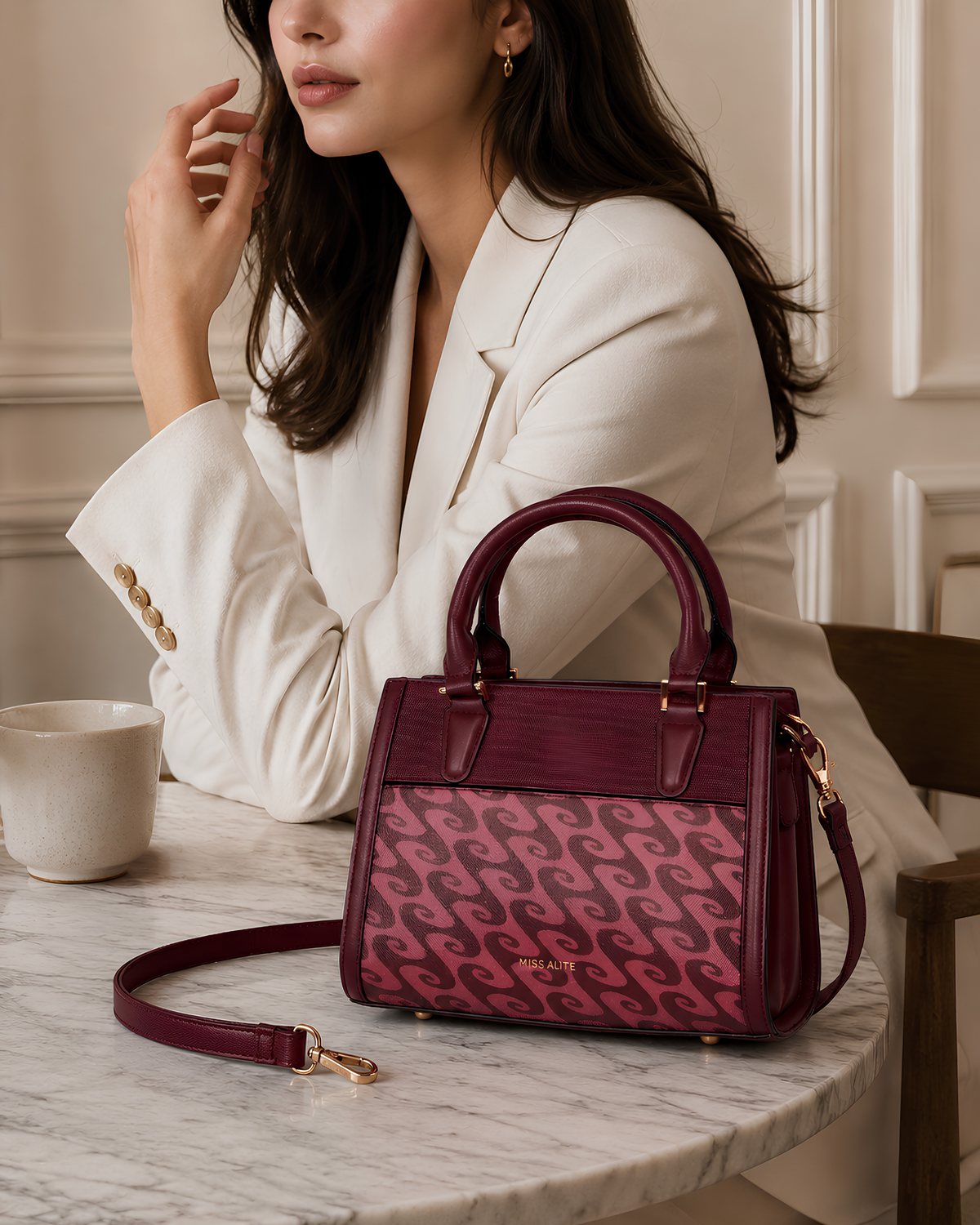 Aria Signature Pattern Structured Tote Bag