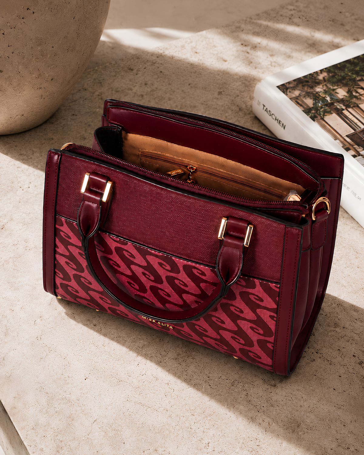 Aria Signature Pattern Structured Tote Bag