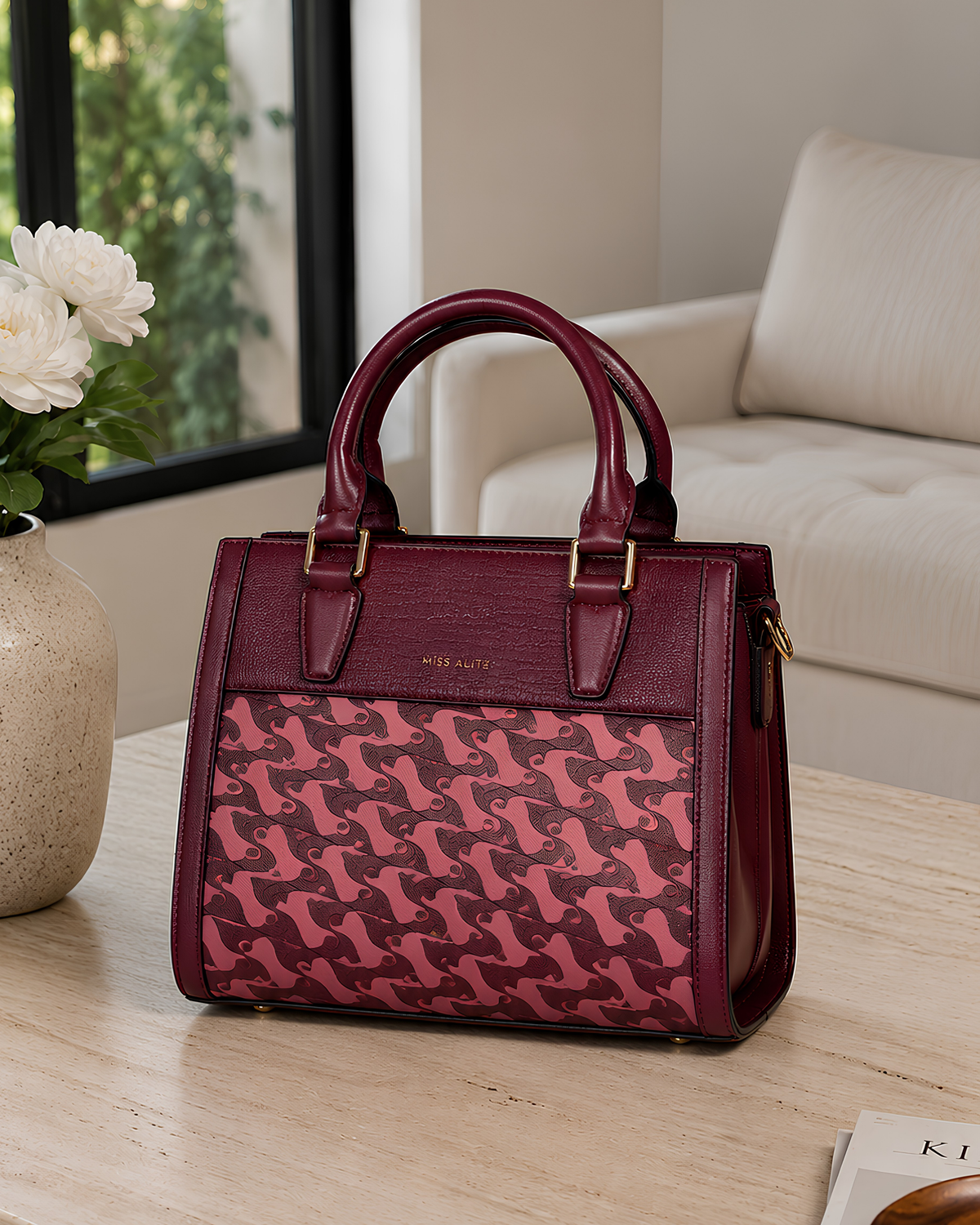 Aria Signature Pattern Structured Tote Bag