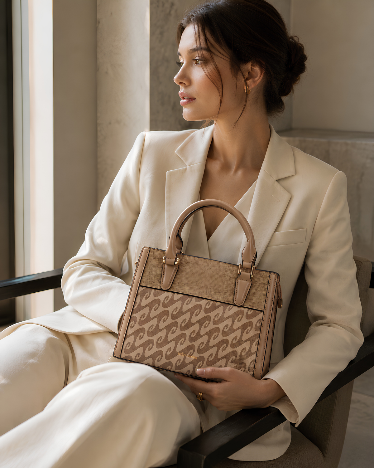 Aria Signature Pattern Structured Tote Bag