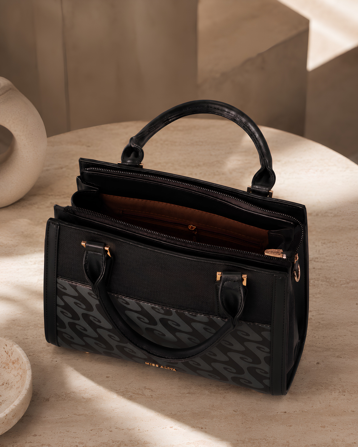Aria Signature Pattern Structured Tote Bag