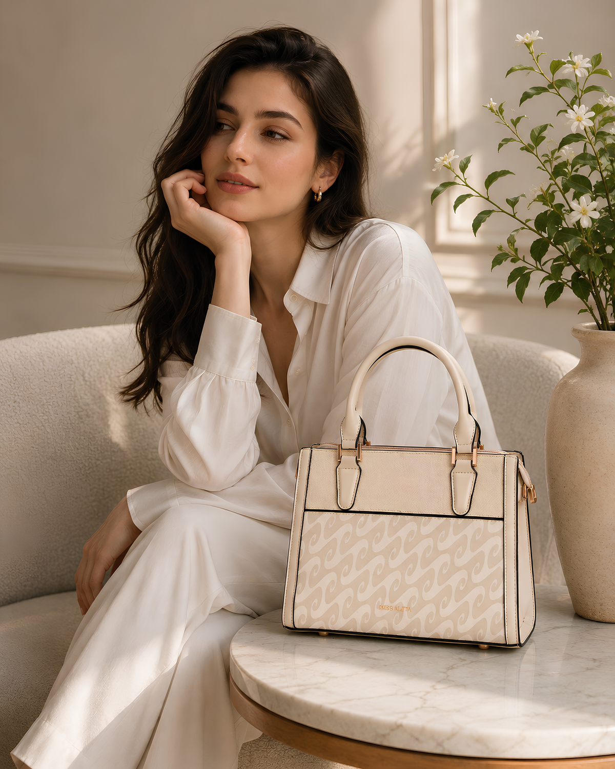 Aria Signature Pattern Structured Tote Bag