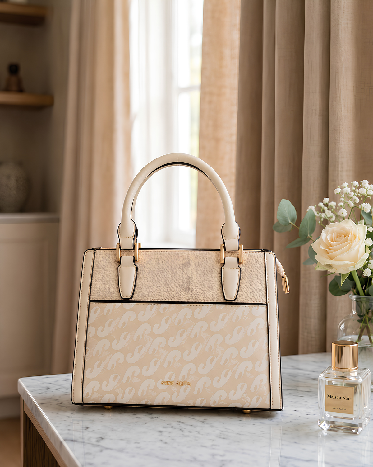 Aria Signature Pattern Structured Tote Bag