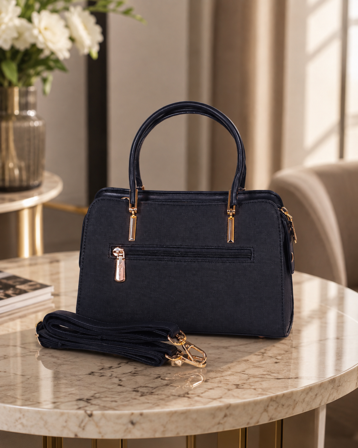 Celeste Refined Front-Zip Structured Handbag