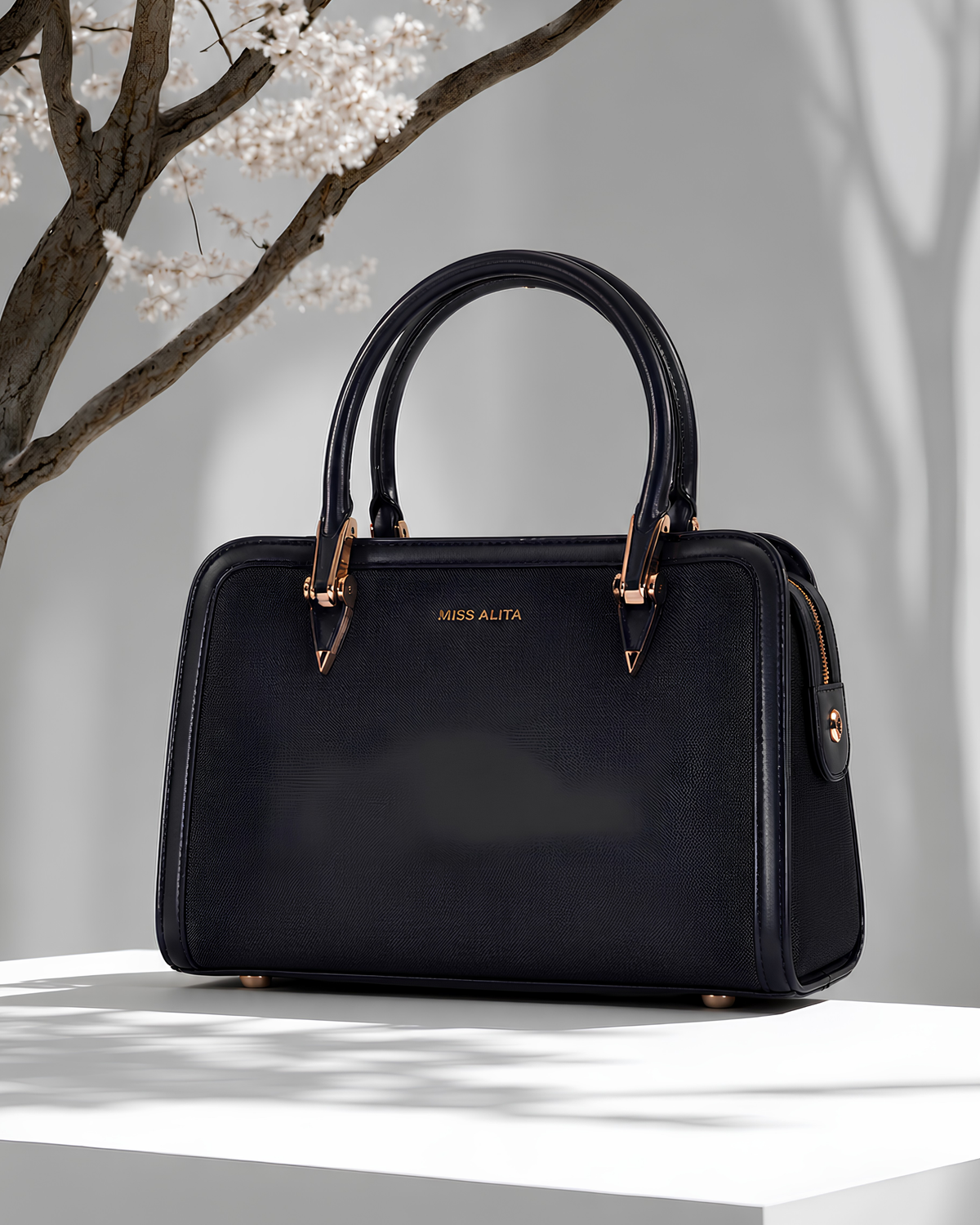 Celeste Refined Front-Zip Structured Handbag