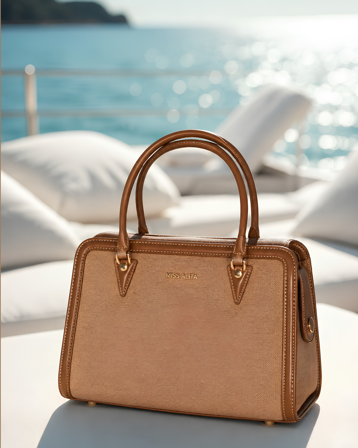 Celeste Refined Front-Zip Structured Handbag