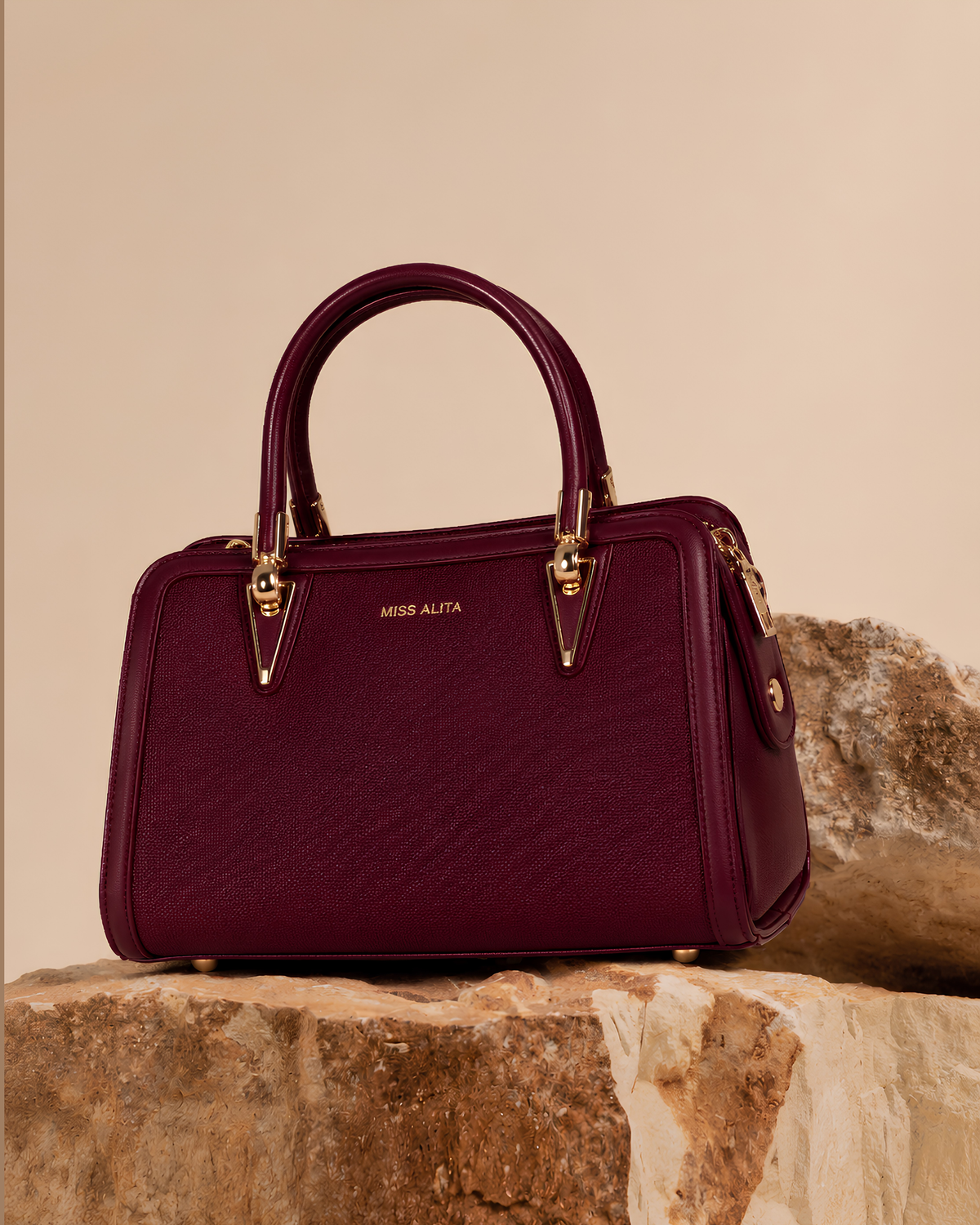 Celeste Refined Front-Zip Structured Handbag