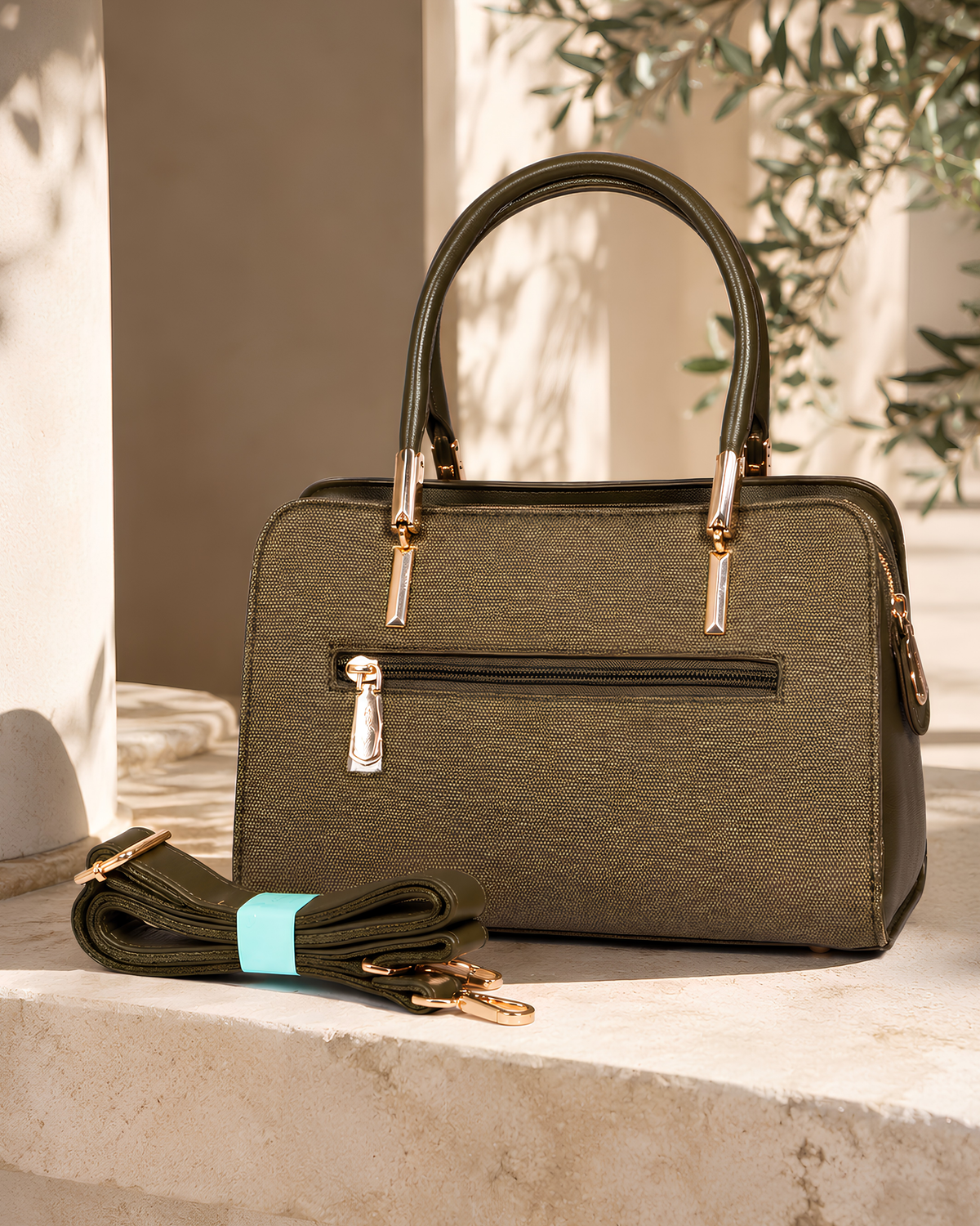 Celeste Refined Front-Zip Structured Handbag