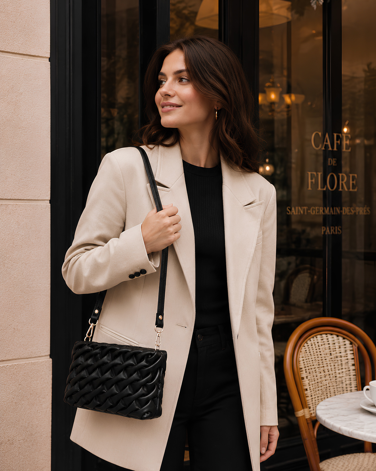 Elara Sculpted Weave Shoulder Bag