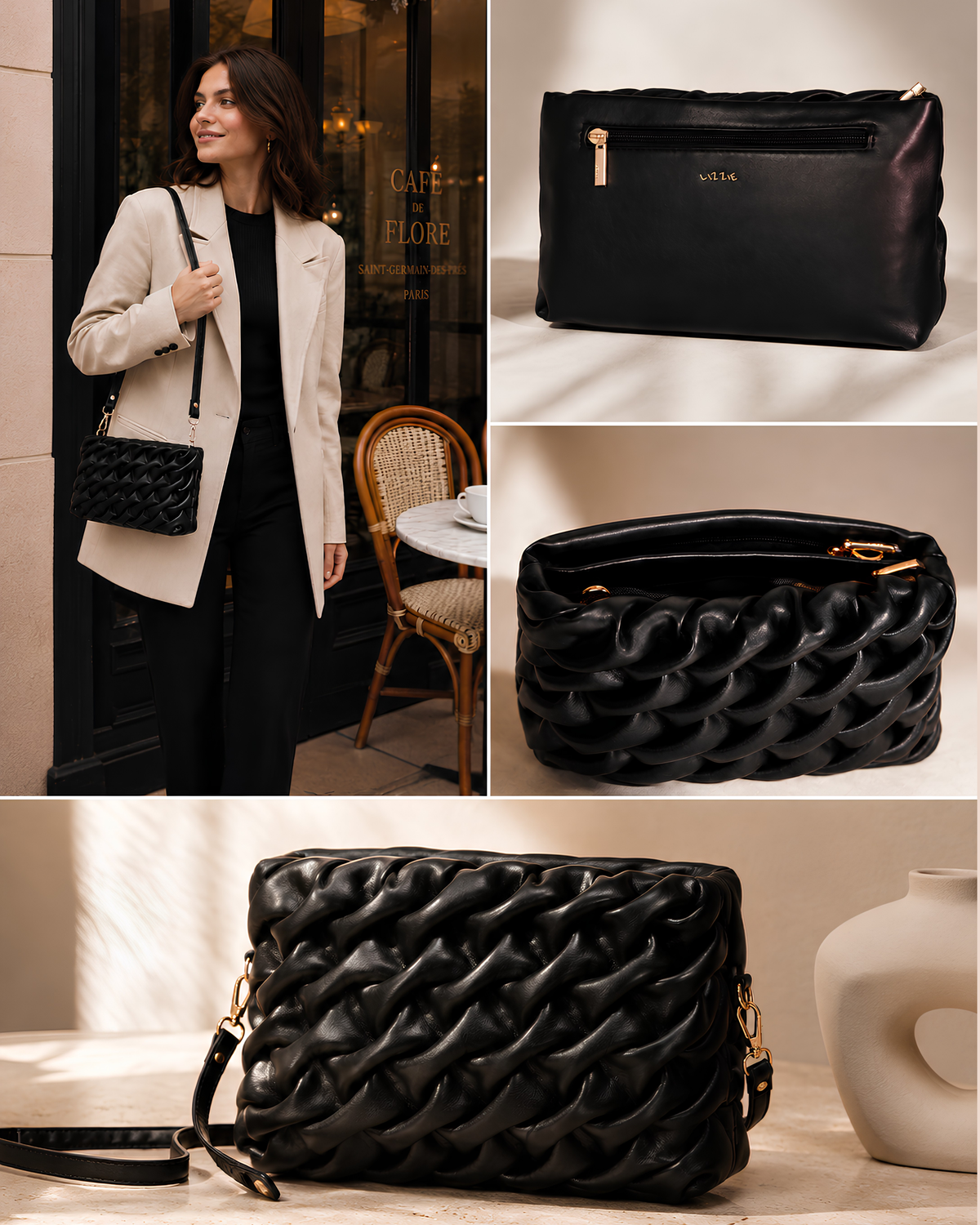 Elara Sculpted Weave Shoulder Bag