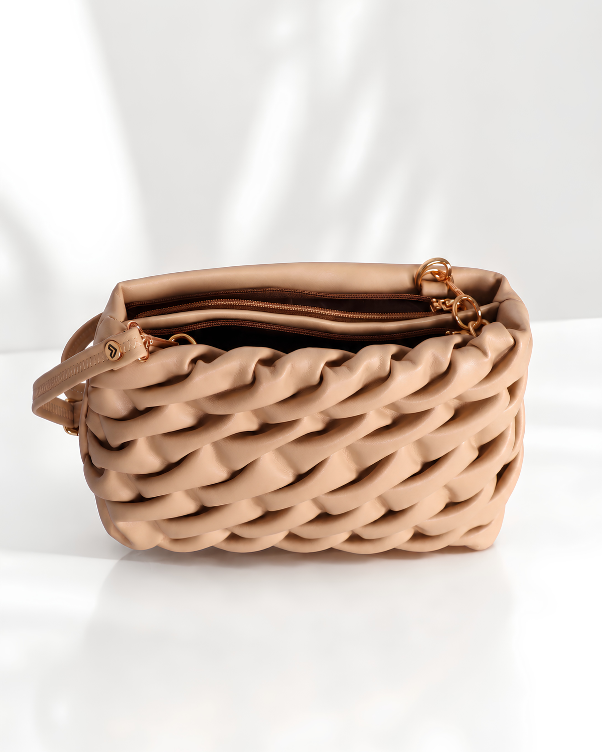 Elara Sculpted Weave Shoulder Bag