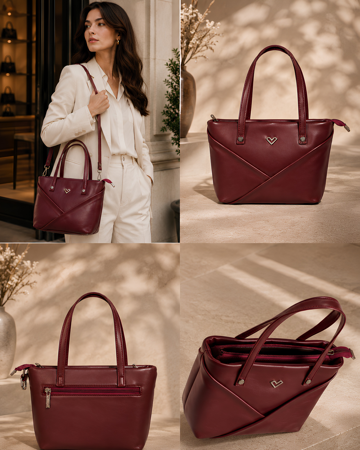 Sophia Burgundy Envelope Shoulder & Tote Bag