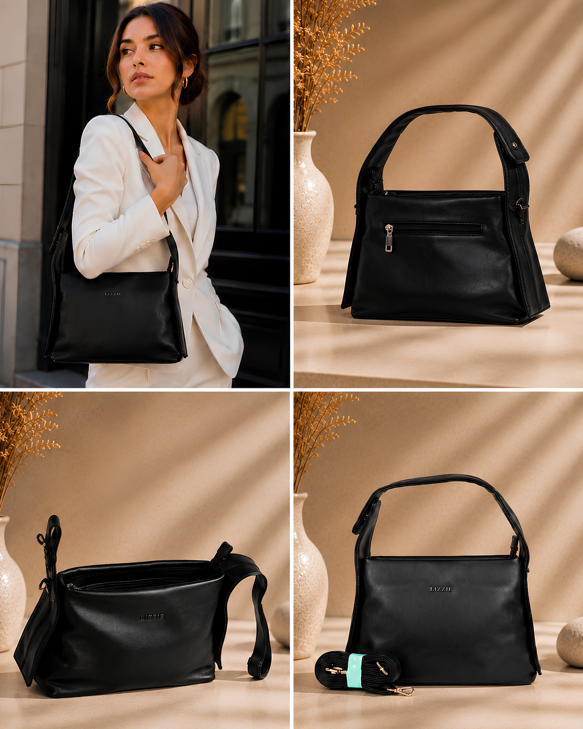 LizzIE Classic Structured Shoulder Bag